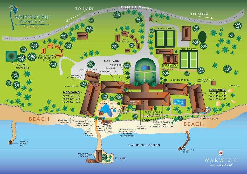 เดอะ วอริค ฟิจิ รีสอร์ต Hotel Korolevu  ภายนอก รูปภาพ Map of the resort